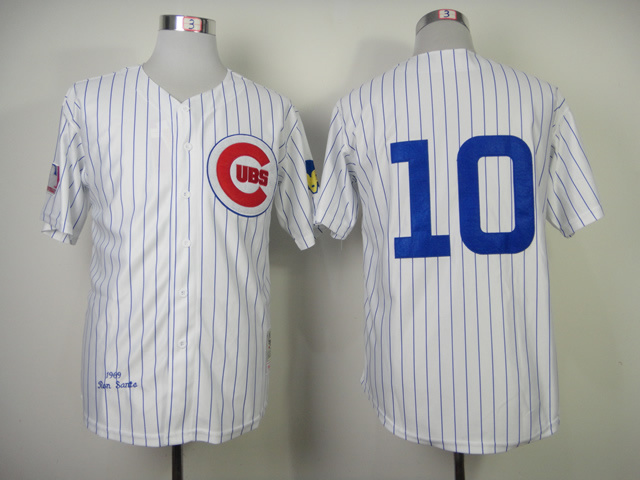 Men Chicago Cubs 10 Santo White Throwback 1969 MLB Jerseys